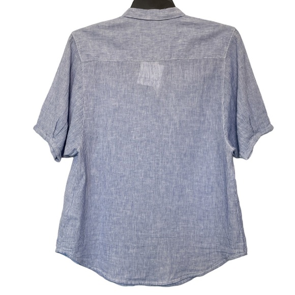 BEACHLUNCHLOUNGE Short Sleeve Button Down Shirt - Blue Pinstripe - NWT - Small - Picture 3 of 3